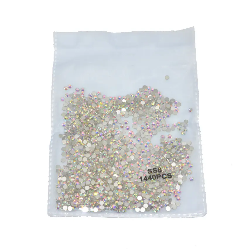 SS8 1440pcs AB Хрустальные Стразы AB для дизайна ногтей, украшения для дизайна ногтей, стеклянные стразы для маникюра 1,3-6 мм 1440 шт - Цвет: SS8 1440pcs AB