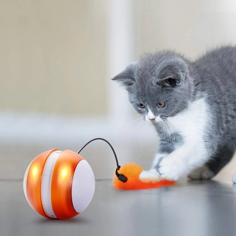 MESNUG Электрический катящийся Кот игрушечный мяч с пером автоматическое изменение