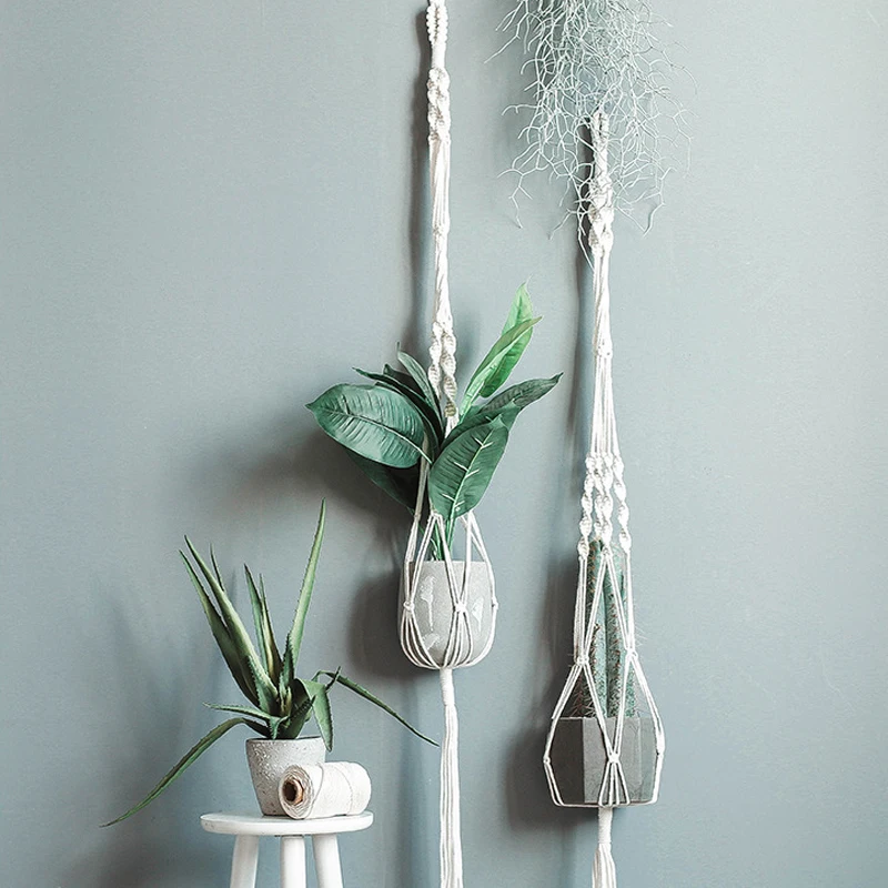 

Creative Hand Woven Hanging Basket Creative Garden Flower Pot Hanger Plant Hanger Cotton Hemp Rope Sling Gardening Garden Indoor