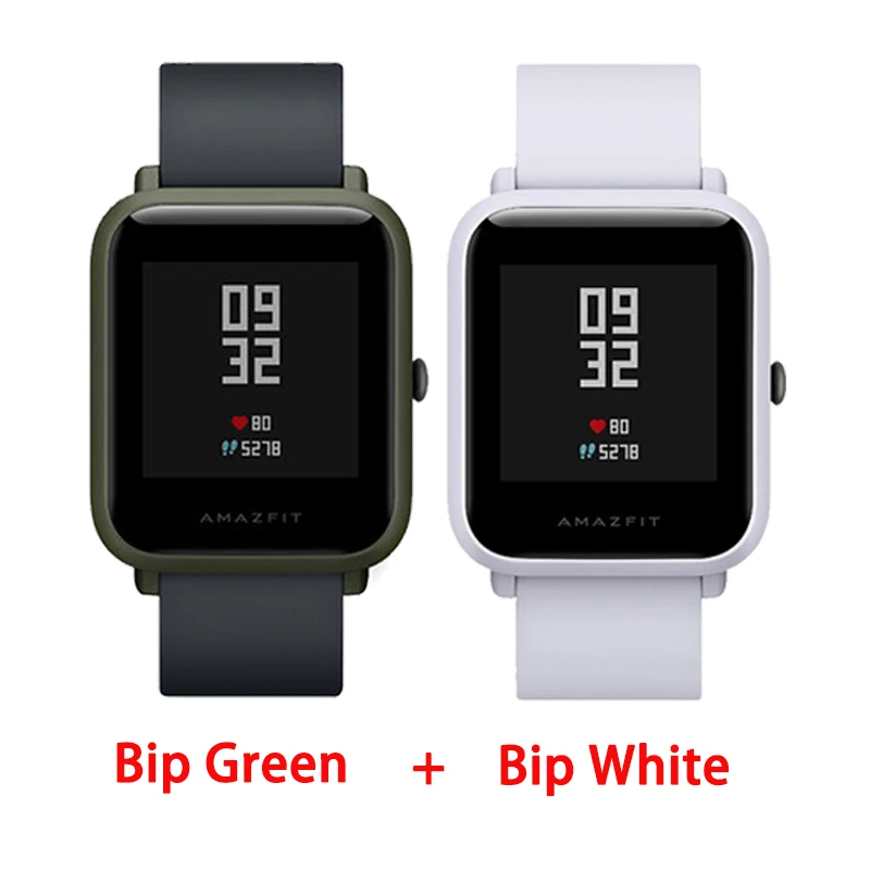 Green add White Смарт-часы Amazfit bip с английским/испанским/русским мультиязычным спортом, глобальная версия фитнес-часов - Цвет: Green add White