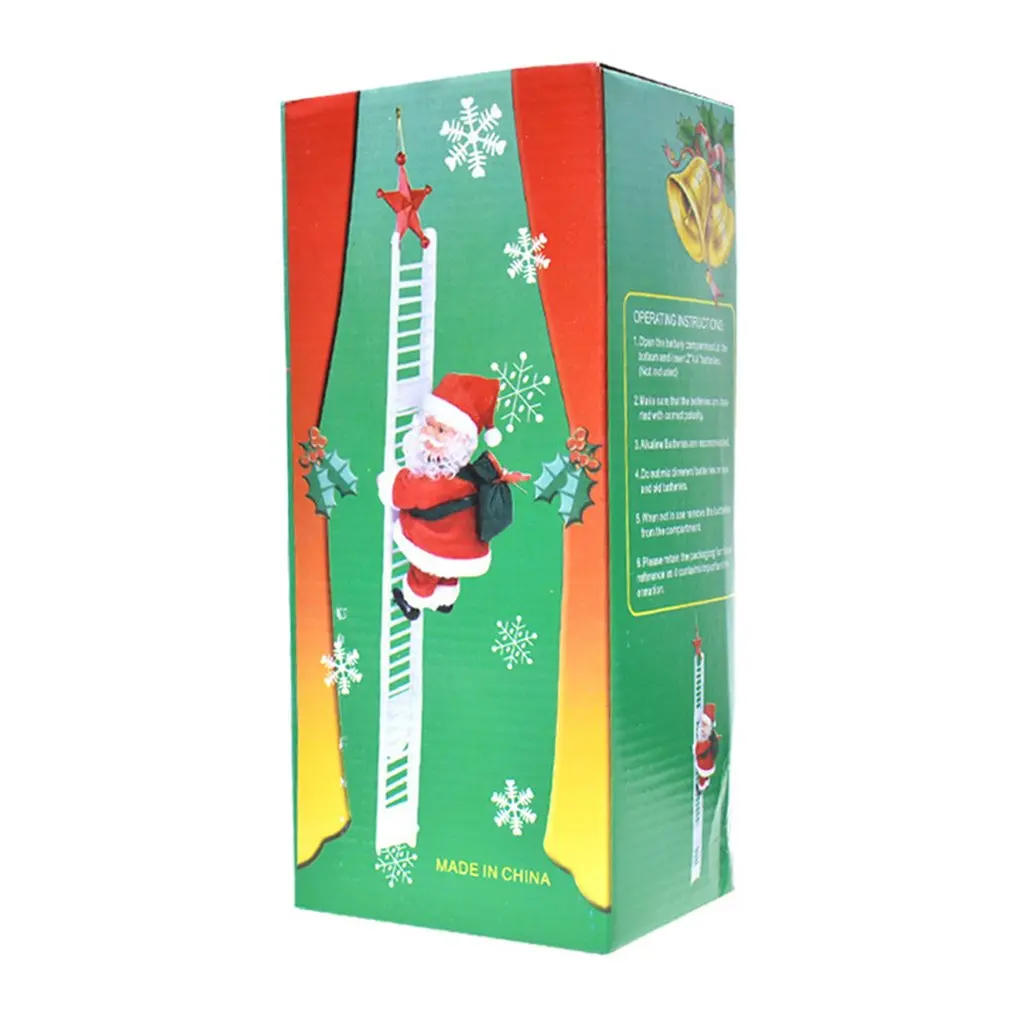 

Christmas Electric Santa Claus Climbing Ladder Doll Music Creative Xmas Decor Kid Toy Gift exquisite facial expression toy