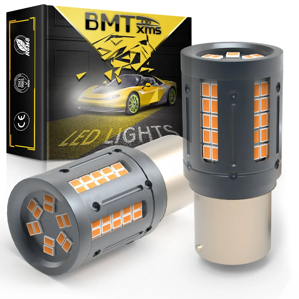 

BMTxms Pair P21W PY21W BA15S BAU15S W21W 7440 1156 7507 No Hyper Car Flash LED Turn Signal Lights Canbus No Error Amber Lighting