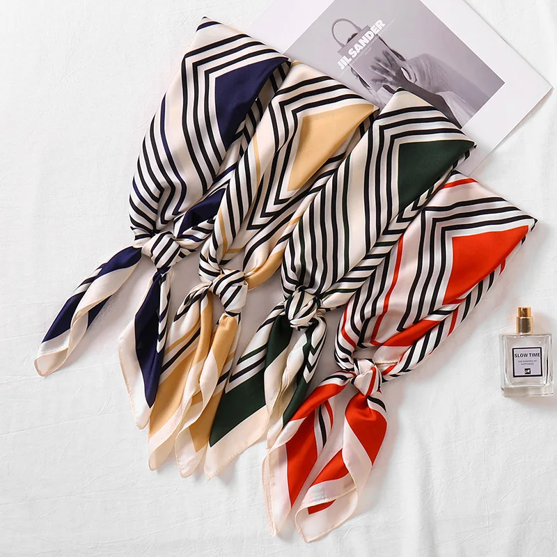 

Fashion Design Square Silk Scarf Women Foulard Printed Bandana Ladies Shawl Hijab Elegant Headband Ring Scarves Wraps 70*70cm