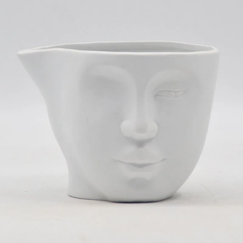Керамический цветочный горшок с изображением лица человека Аватар суккулент
