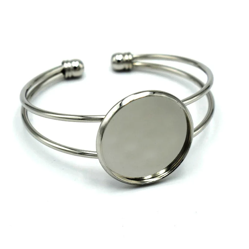 25mm Bangle Bracelet Cabochon Cameo Bezel Setting Blank Base Tray DIY Jewelry Making Findings Silver/Rose Gold/Bronze/White K | Украшения и