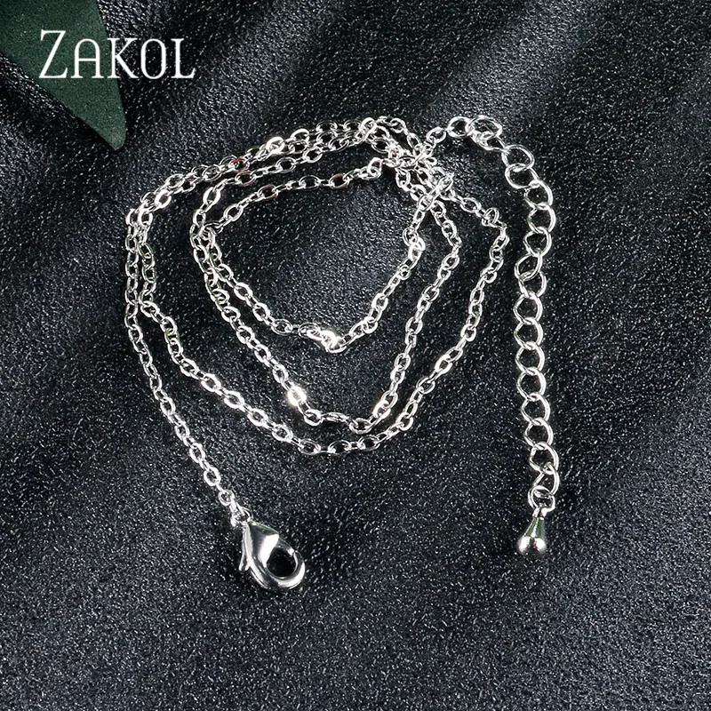 ZAKOL 3 цвета металлические цепи ожерелье с застежками лобстерами высокое качество