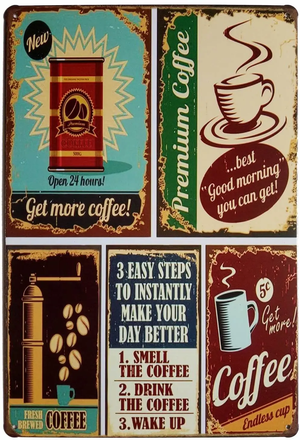 

ERLOOD Premium Coffee Metal Tin Sign Retro Vintage Bar Decor Wall Ornament 12 X 8 Inches