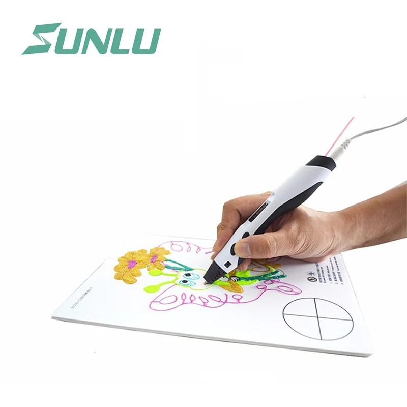 SUNLU 300A 3d Ручка Горячая Распродажа интеллектуальная Живопись 3d печать Ручка светодиодный дисплей расходные PCL PLA ABS нити 1,75 мм черный цвет