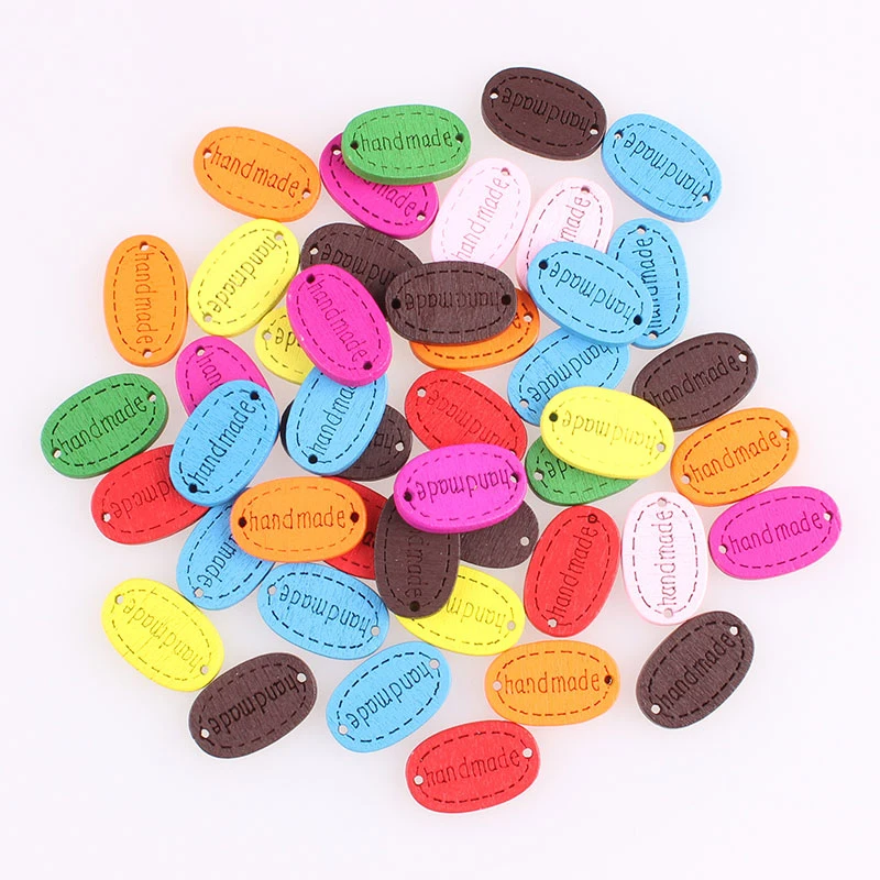 Рождественские овальные смешанные деревянные пуговицы с 2 отверстиями DIY Декор