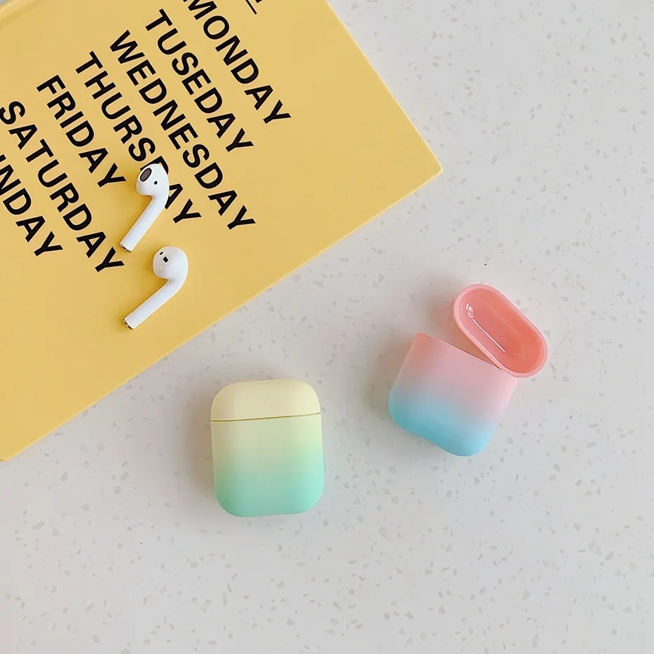 DHL для AirPods чехол градиентный Радужный цвет защитный жесткий чехол Bluetooth беспроводные наушники чехол для Air pods 2 Чехол fundas