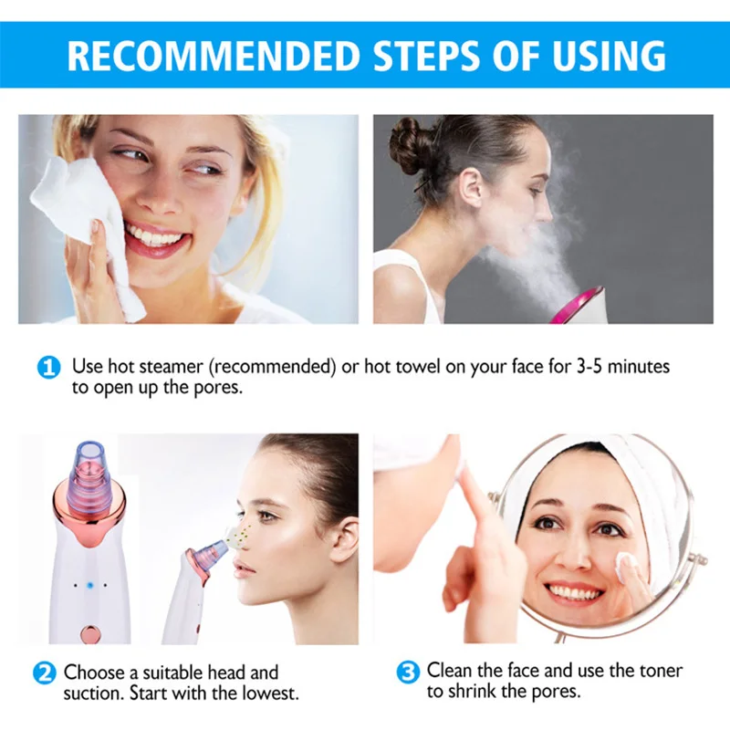 

5 Heads Usb Electric Acne Remover Adjustable Blackhead Black Dot Pore Vacuum Cleaner Pimple Suction Tools Face Skin Care Tools