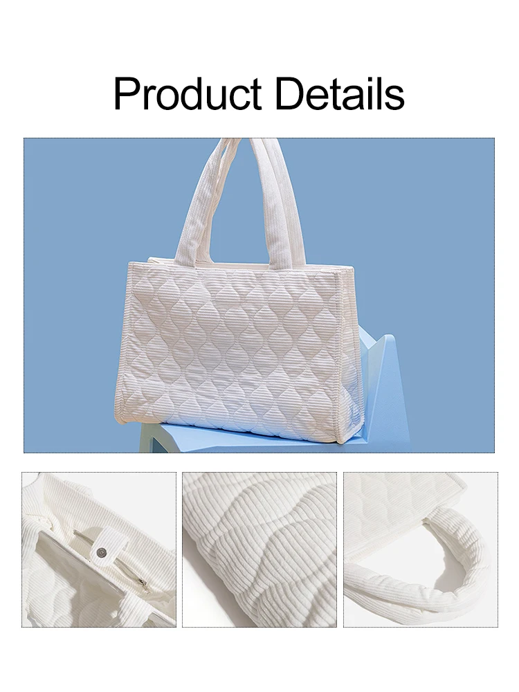 Fashion Nylon Plaid Large Padded Tote Bag Designer Women Handbags Luxury Down Cotton Shoulder Bags Casual Big Shopper Bag 2022