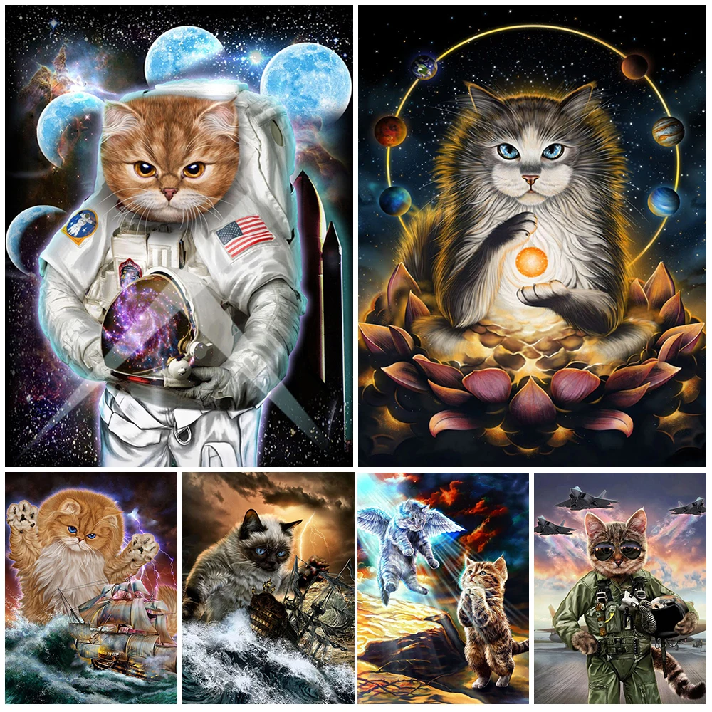 

Funny Cat Astronaut Cartoon Animal Pilot Wall Art Canvas Painting Nordic Poster Wall Pictures For Living Room Prints Home Decor