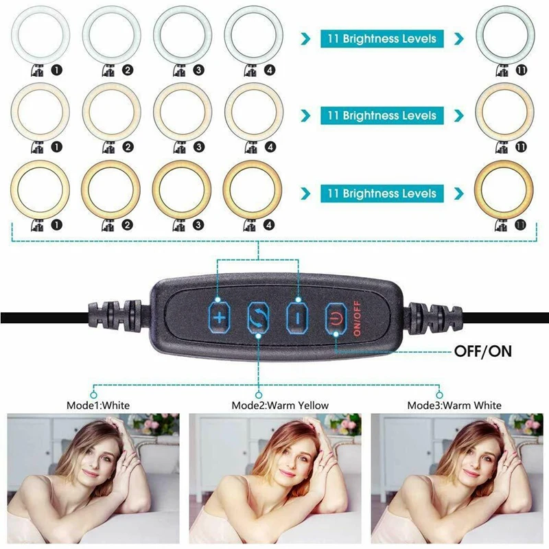 Светодиодная кольцевая лампа для фотосъемки с двойной подставкой iPhone селфи