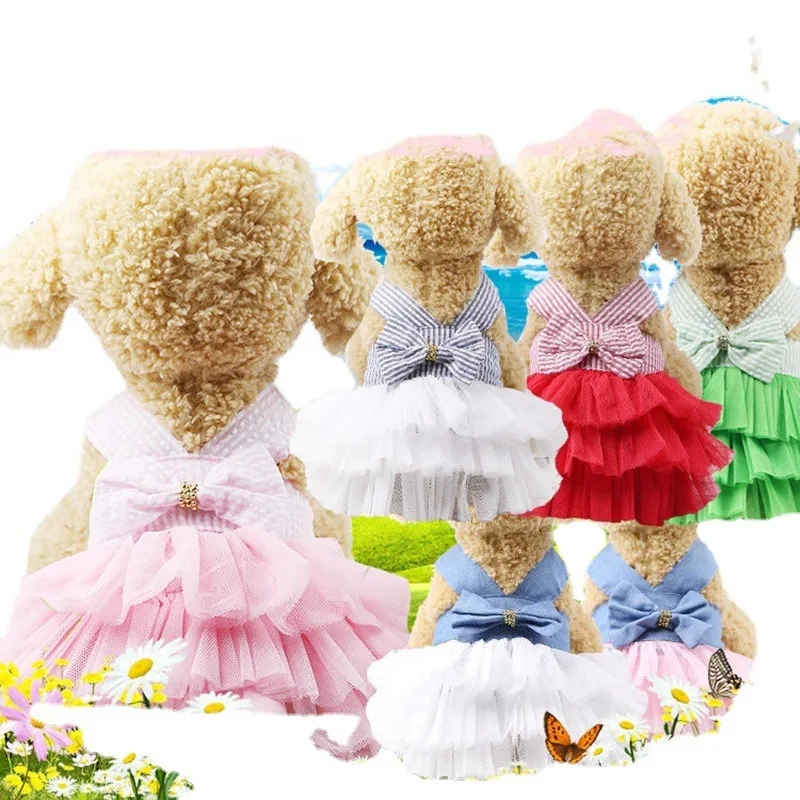 

Summer Girl Dog Clothes Wedding Dress Princess Cat Dress Birthday Dress Girl Spring Dresses Yorkshire Chihuahua French Bulldog