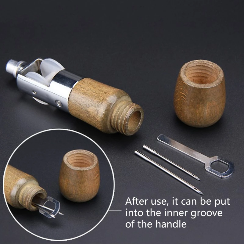 

D0AD 7Pcs Leather Sewing Tools Craft DIY Stitching Kit with Hand Sewing Machine Waxed Thread Taper Needle for Leather Canvas