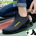 Мужские непромокаемые ботильоны Shimano, резиновая обувь для рыбалки, плоская подошва, Нескользящие, повседневная обувь для дождя