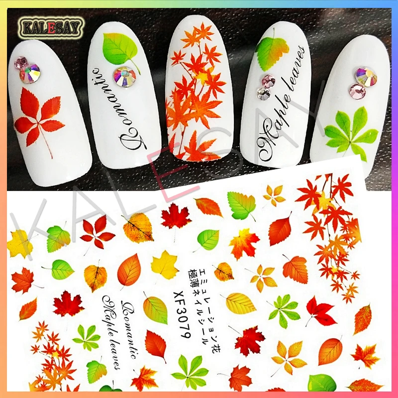 

Наклейки для дизайна ногтей "Кленовый лист", дизайн для ногтей, декоративные наклейки, Осенний декор, самоклеющиеся дизайнерские наклейки д...