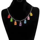 Модное разноцветное прозрачное ожерелье в виде медведя, симпатичное ожерелье из смолы ярких цветов, подвеска в виде мармеладного медведя, женские Украшения
