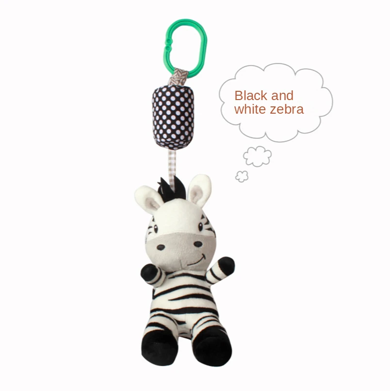 

Black white striped horse Plush Soft Baby Rattles Car Bell baby toys 0 12 months Educational Musical Baby Bells Rattles Toys