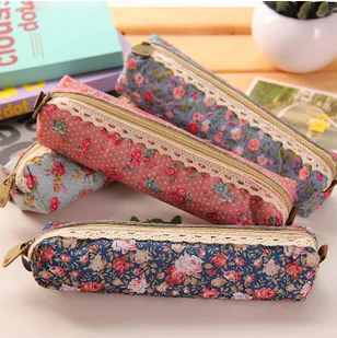 

Elegant Lace Edge Stationery Bag Retro Style Elegant and Simple Stationery Box Polka Dot Small Floral Pencil Case Pencils Bag