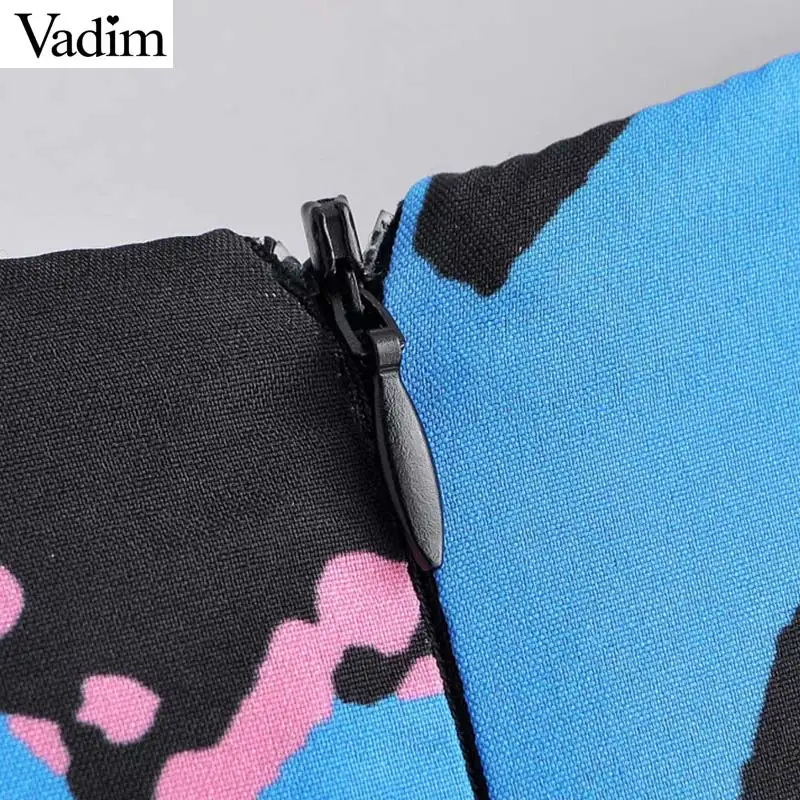 Vadim, женское модное платье макси с принтом, v-образный вырез, галстук-бабочка, пояс, длинный рукав, цельное женское платье до щиколотки, платья QC973