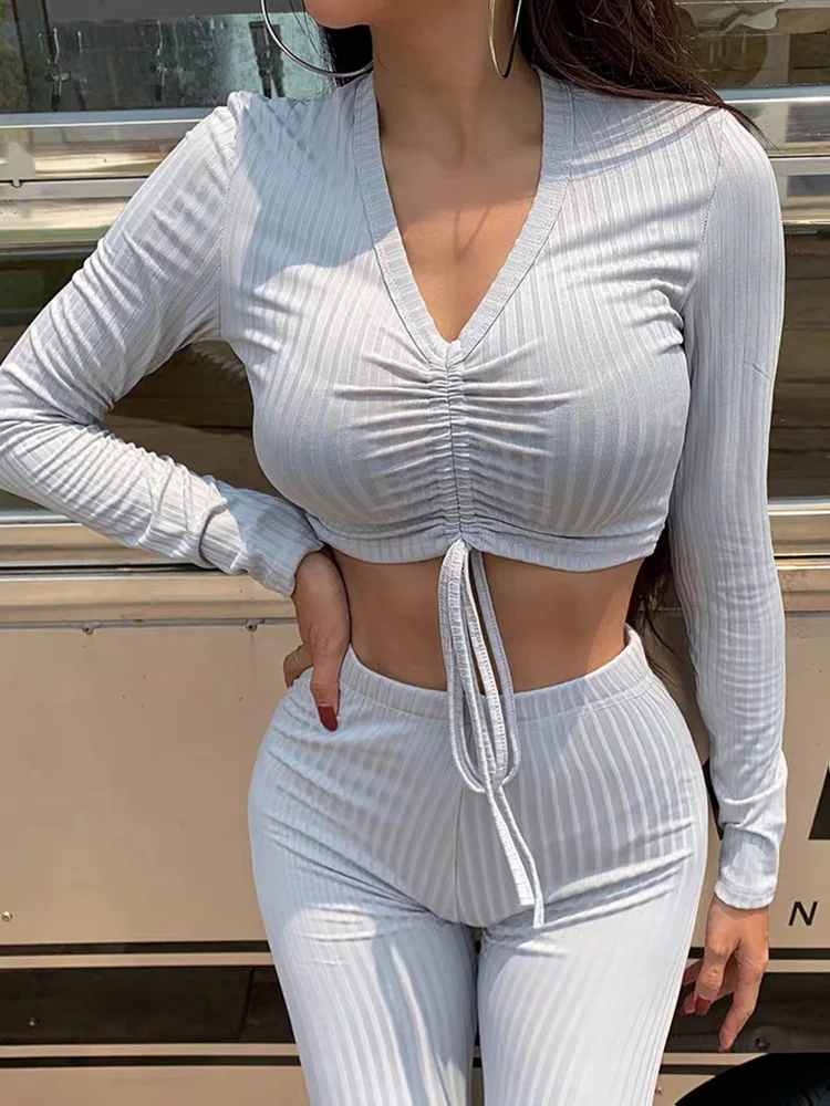 Осенний Тонкий Повседневный Спортивный костюм для женщин из двух частей с