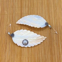 natural freshwater shell leaf shaped pendant fashionable charm necklace and bracelet diy handmade size 30x40mm designer chrams