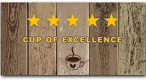 

Original Retro Design 5 Stars Cup of Exellence Wood Signs Wall Art|Natural Wooden Board Print Poster Wall Decoration for