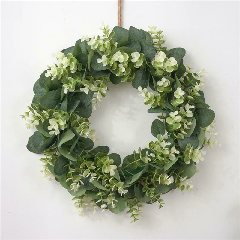 

Door Hanging Garland Decor 1pc Artificial Topiary Wreath Fake Eucalyptus Leaf