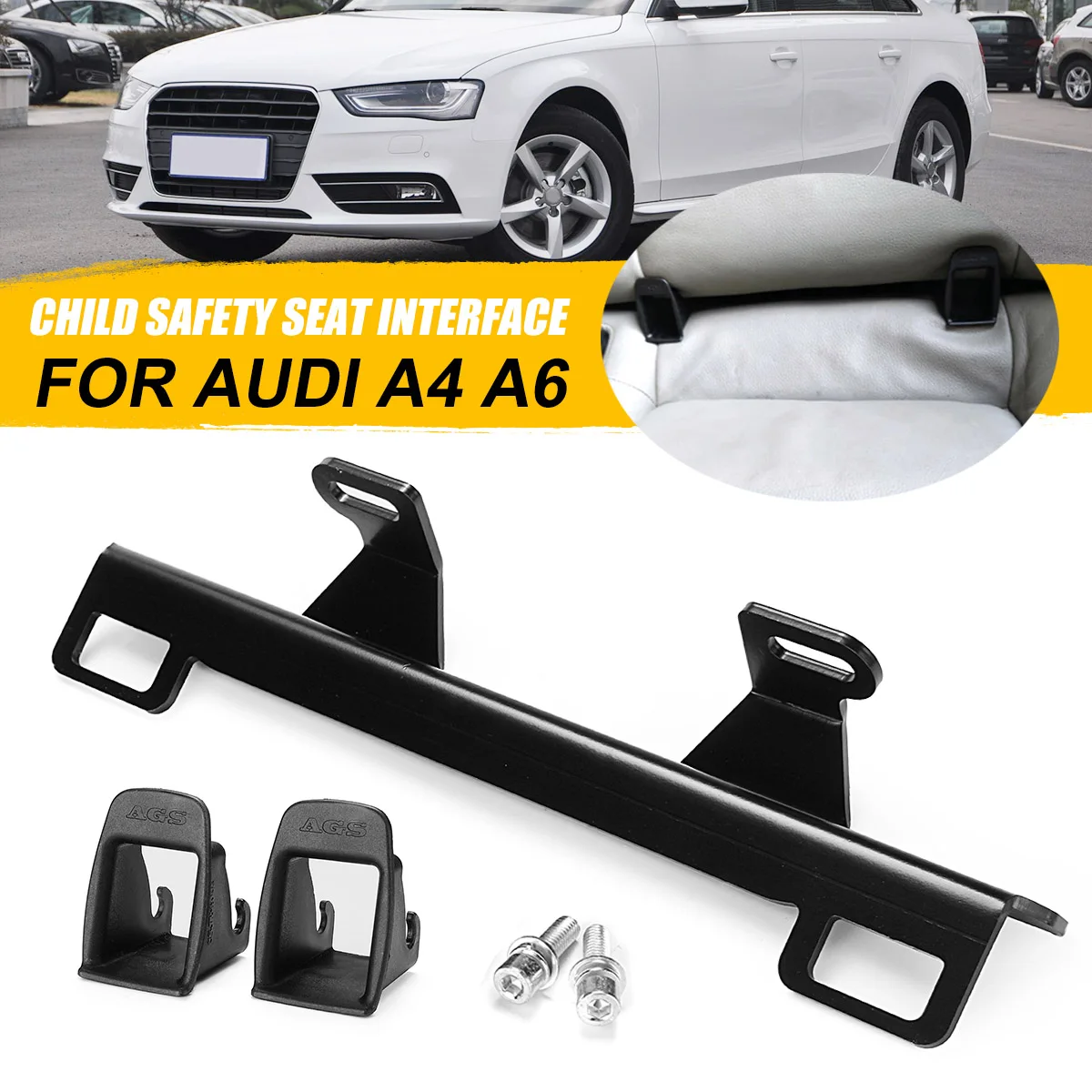 Фото Интерфейс для детского автокресла для Audi A4, A6, ISOFIX Соединитель с защелкой, кронштейн с пряжкой для ремня безопасности на заднем сиденье води... №1