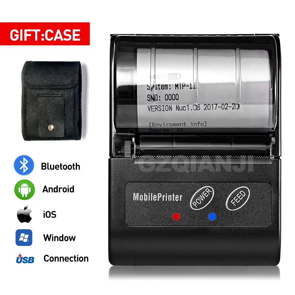 GZM5810 портативный термопринтер 58 мм с Bluetooth перезаряжаемая Беспроводная Чековая