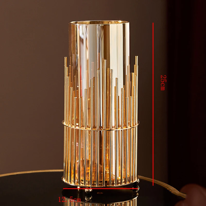 Стеклянная металлическая ваза для домашнего искусства плохая цветов журнальный