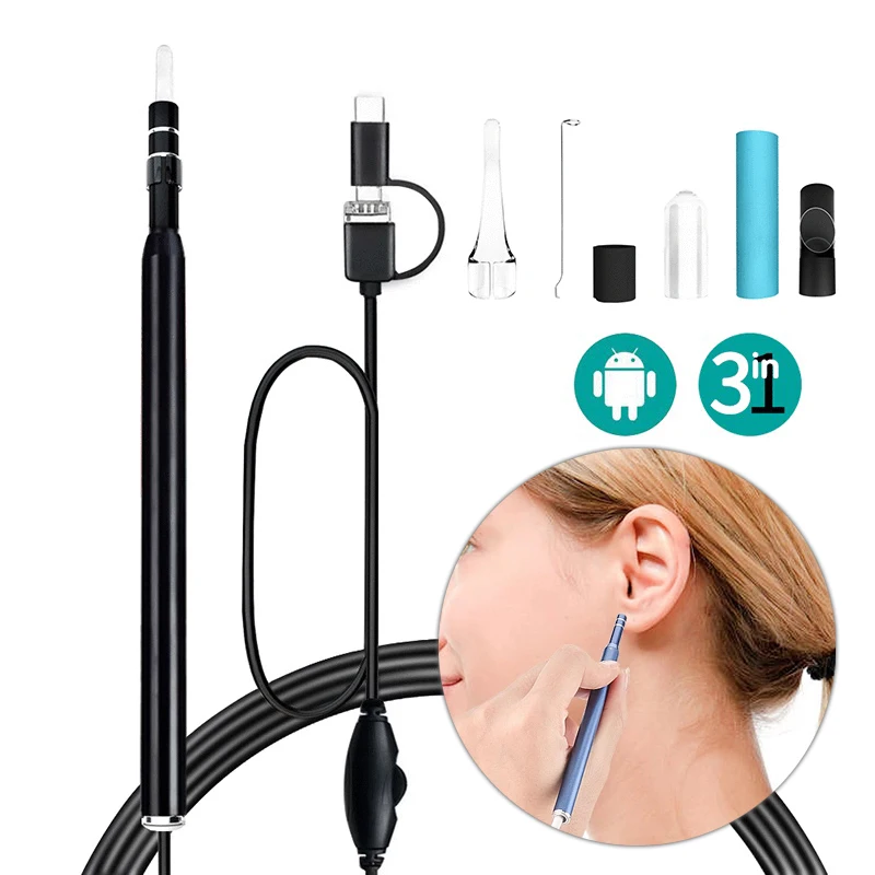 

USB Android PC Визуальный Инструмент для чистки ушного воска, эндоскоп, ложка, отоскоп, очиститель 5,5 мм, мини-камера для удаления ушного воска, инструмент для ухода за здоровьем