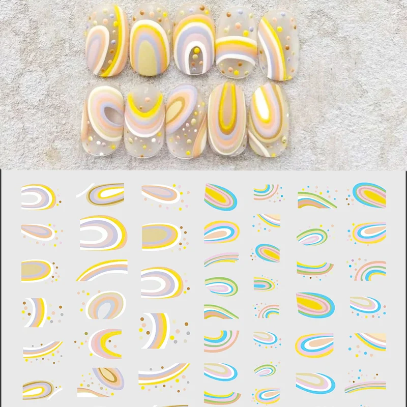 

New Super Thin Self-Adhesive Color Wave Line Geometry Image Nail Decal Stickers Manicure Nail Art Decoration Accessories Z0507