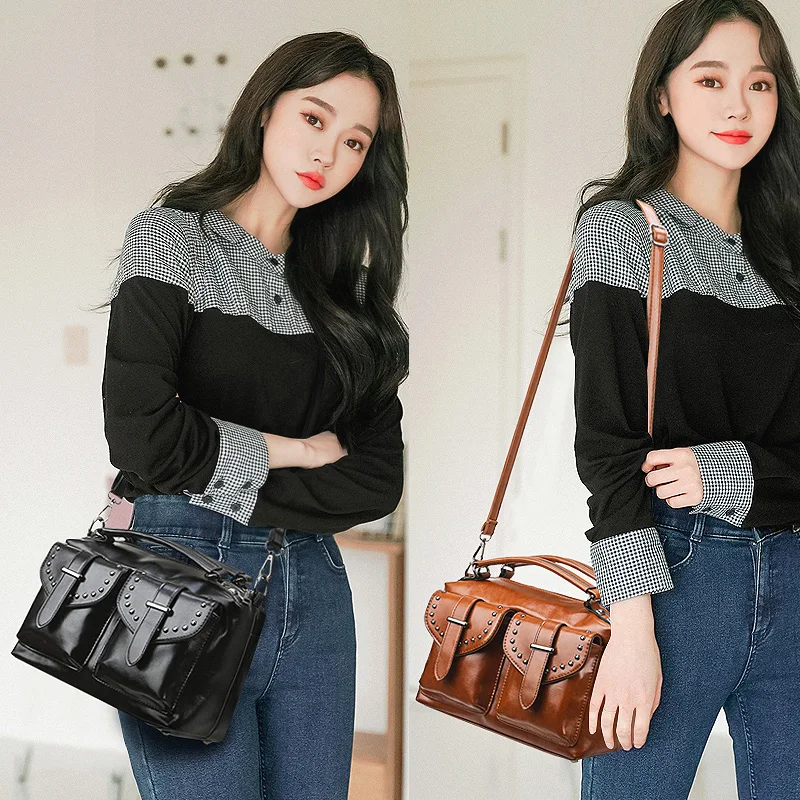 Модные женские сумки винтажные роскошные через плечо с заклепками для женщин