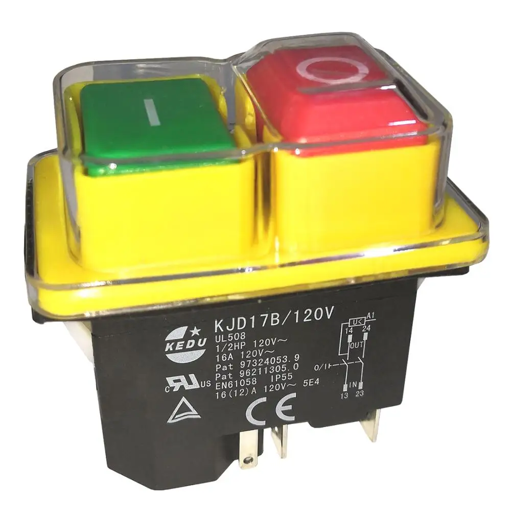 KJD17B/120 V KEDU 120 V 16A 5Pin 1/2HP Водонепроницаемая кнопка переключателя
