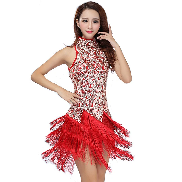 Новое латинское танцевальное платье женское сексуальное бальное/Танго/Сальса/Румба/латинское танцевальное платье с v-образным вырезом Блестки латинские платья для спортивных танцев