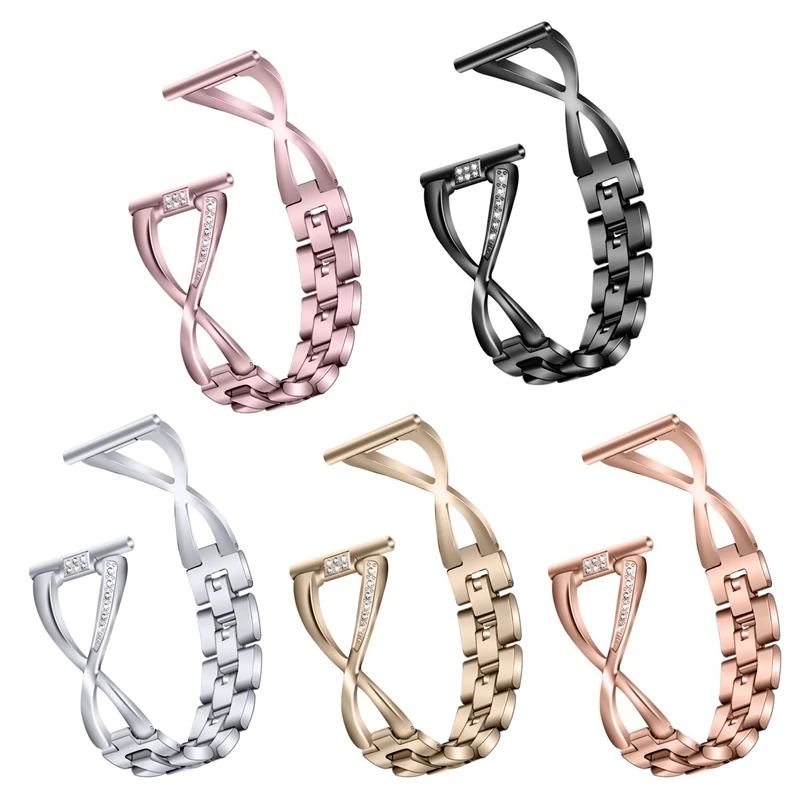 

Ремешок из цинкового сплава с бриллиантами для Fitbit Versa Lite, X-образный ремешок с бриллиантами