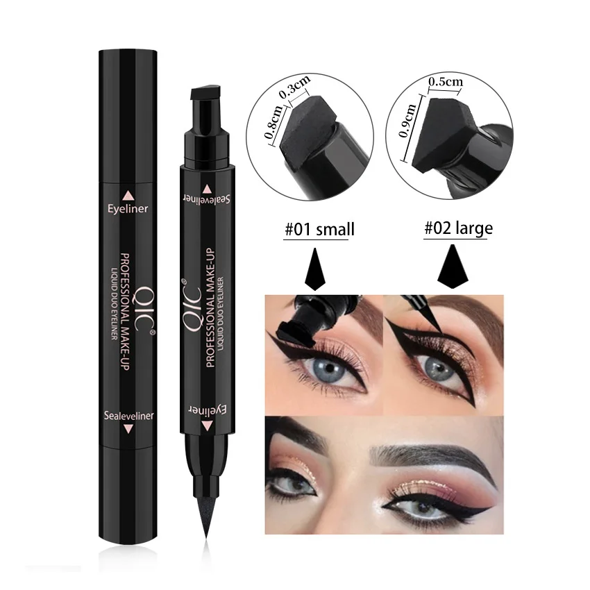 QIC очки в стиле кошачий глаз Подводка для штамп ручка зубная щетка с двумя