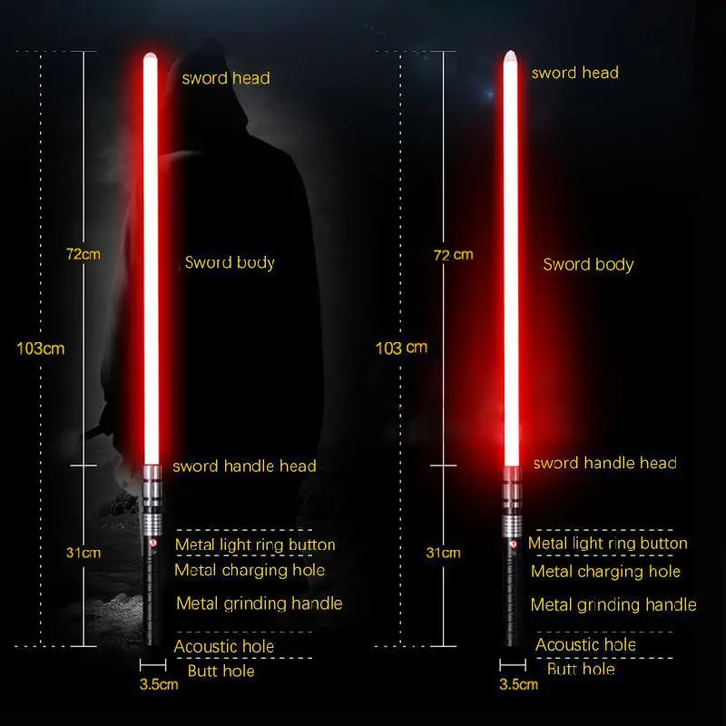 

Rgb Lightsaber Sword Sound Heavy Duel Sword Led Light Rechargeable Loud Sound With Foc Duel Weapon Toys Metal Lightsaber