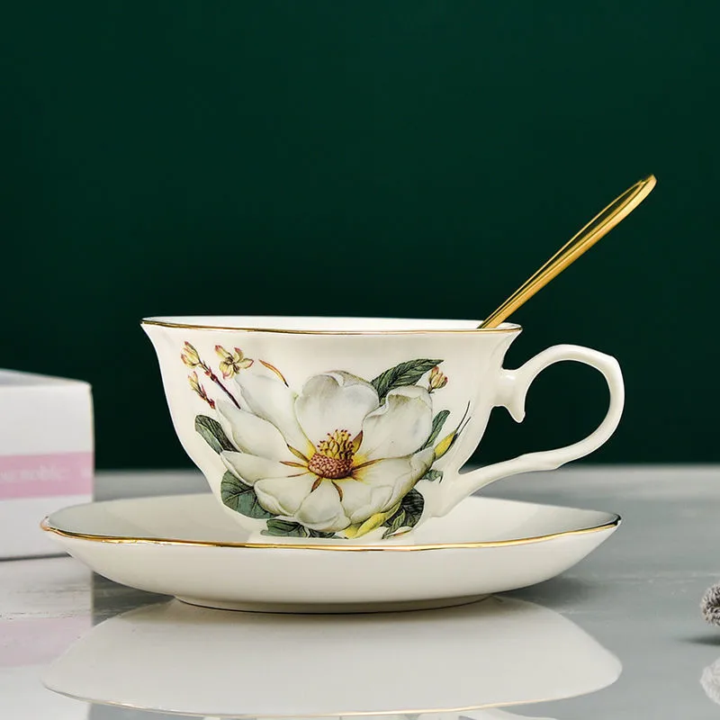 200 мл кофейная чашка блюдце ложка набор керамическая Цветочная для
