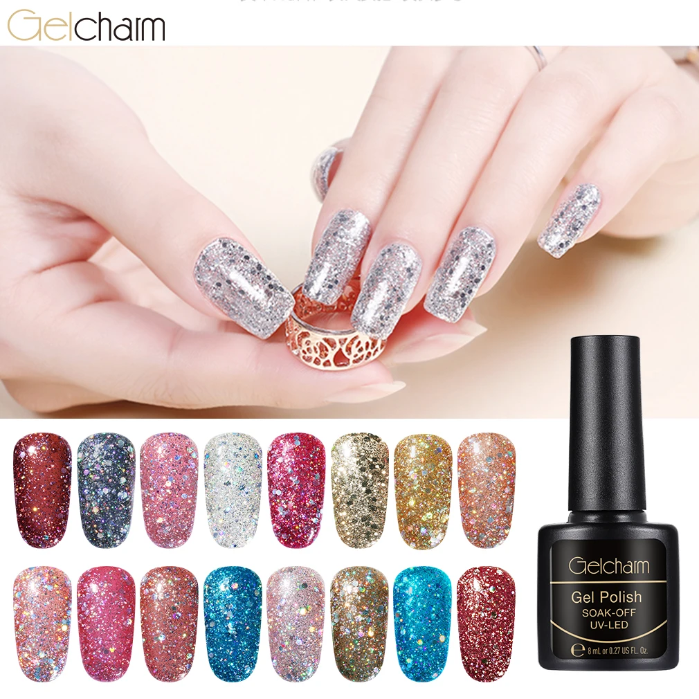 Gelcharm 8 мл Алмазный Гель-лак для ногтей блеск УФ-гель маникюр Блестящие Блестки