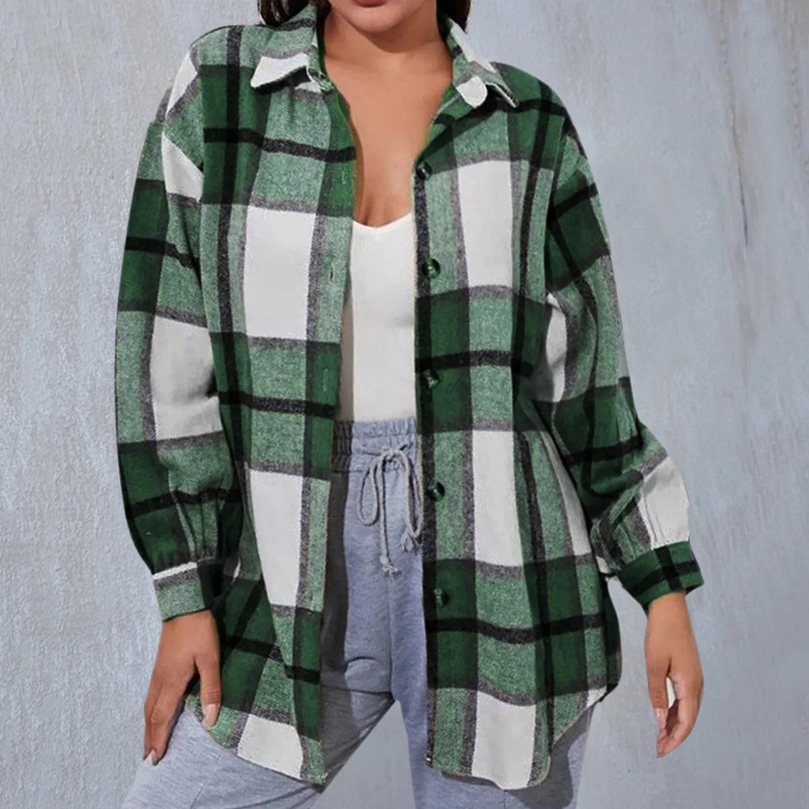 

Женский кардиган, куртка, клетчатая рубашка с блокировкой цвета, фланелевый кардиган на пуговицах, рубашка с длинным рукавом и карманами, уд...
