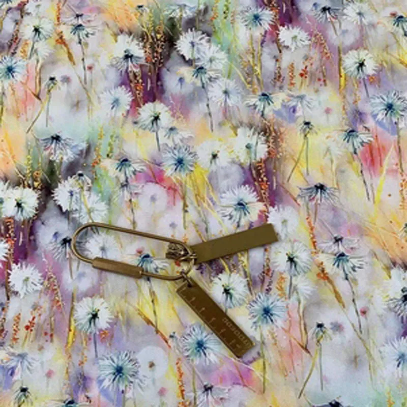 

Viaphil 100% Cotton Fabric Brand New White Dandelion Printed Sewing Cloth Dress Clothing Textile Tissue