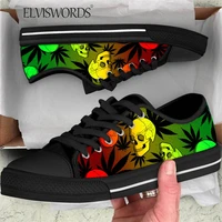 elviswords mens fashion gradient skull shoes brand design weed skull pattern low tops canvas shoes boys cool sneaker outdoor