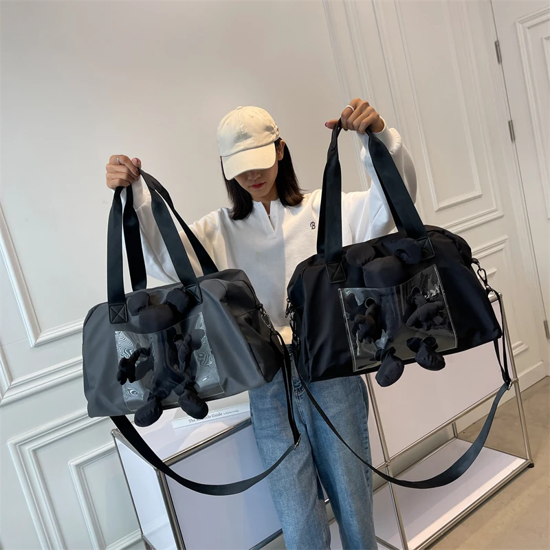 

Women's Bags Fashion Cute Bear Travel Bag Large Capacity Sports Gym Bag Outdoor Shoulder Crossbody Bag Weekend Duffle Bag Female
