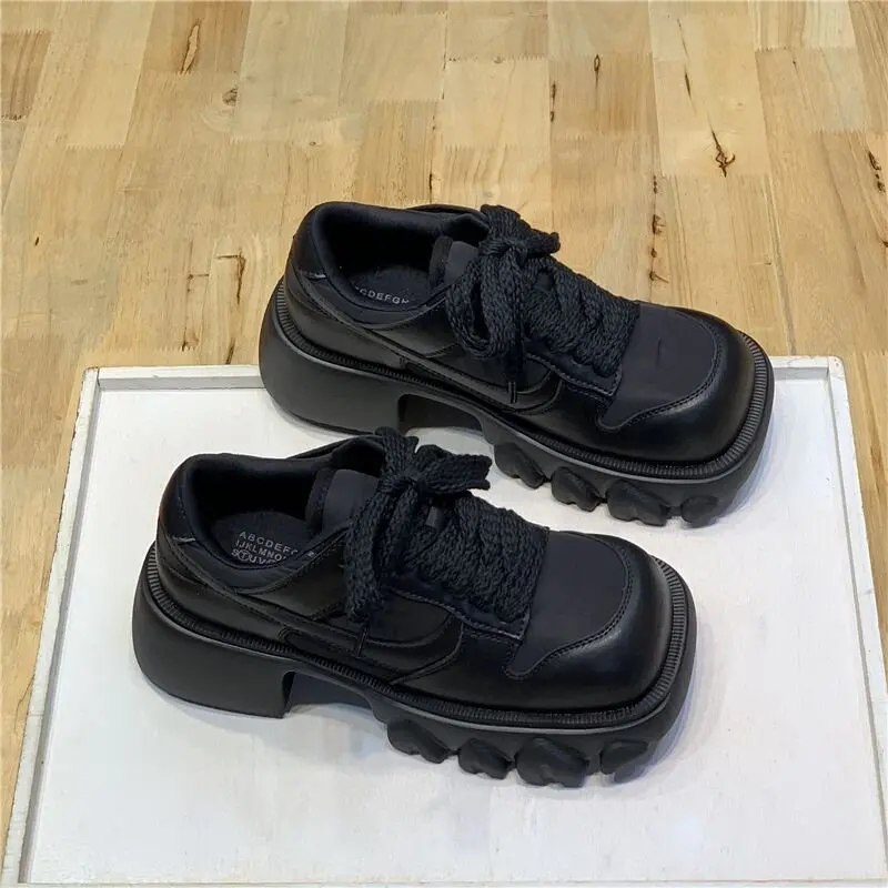 

New Black Dad Chunky Sneakers Casual Vulcanized Shoes Woman High Platform Sneakers Lace Up White Sneakers Women 2020