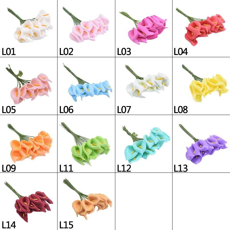 

12-144pcs 2.5-3cm DIY Mini Calla Artificial Foam Calla DIY Handcrafts Wreaths Decor Fake Flowers Party Home Decor Supplies