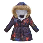 Детские Пуховые парки, зимние куртки с подкладкой, модная верхняя одежда с капюшоном и мультяшным принтом для мальчиков и девочек, куртки